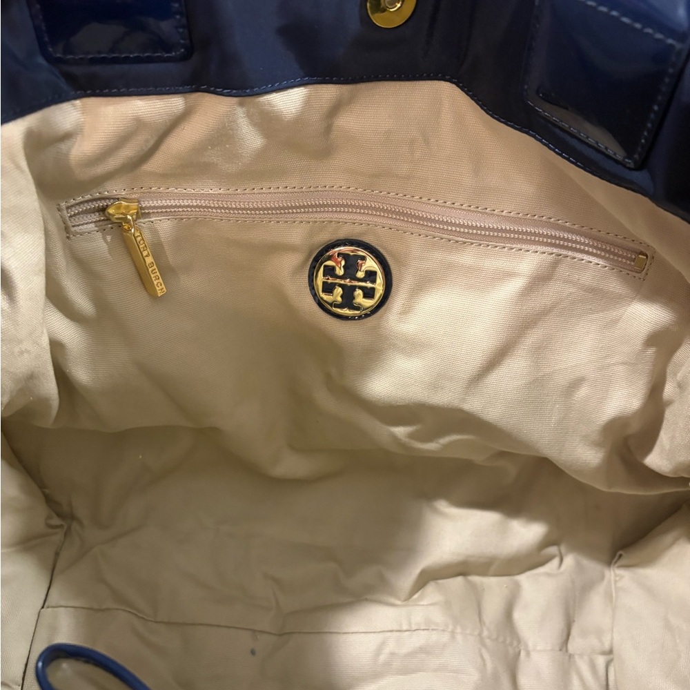 Tory Burch Navy Ella Tote Bag Large - Picture 5 of 5